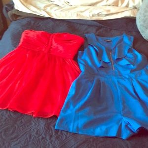 Strapless dress and short romper